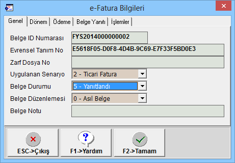 Eta e-fatura bilgi ekranı
